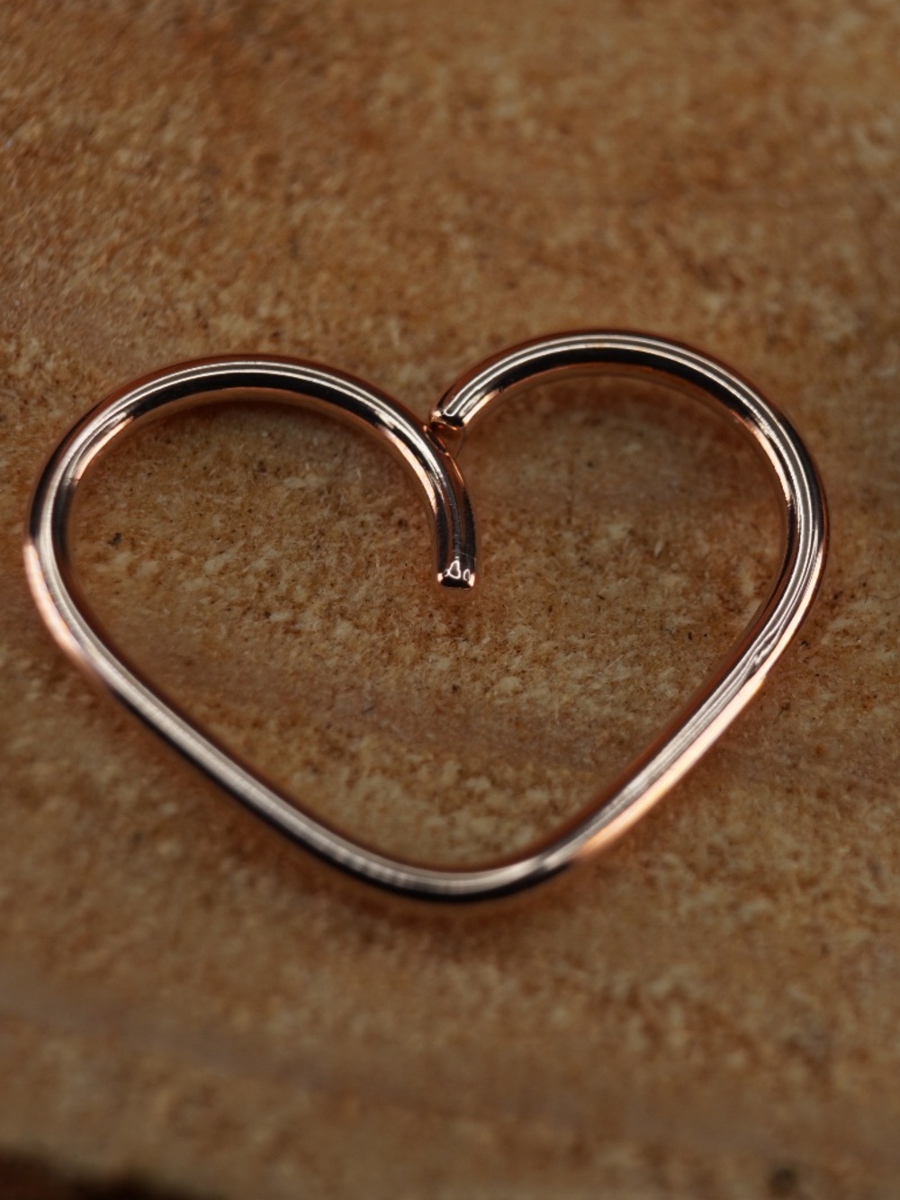 14k Solid Rose Gold Heart Shaped Daith Hoop